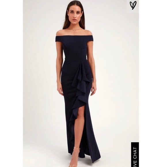 Lulus Dresses & Skirts - Lulu’s Mila off the shoulder gown EUC